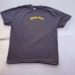 Santa Cruz Shirt Mens 2XL Black Yellow Front Logo Graphic Tee Skateboarding